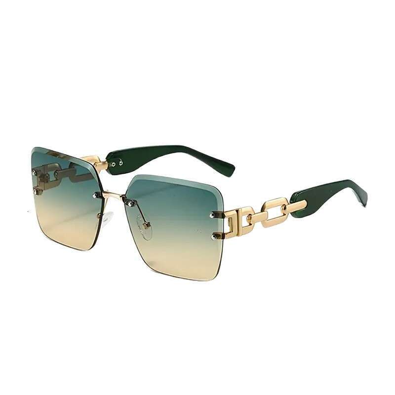 New Square Frameless Cut-Edge Suglasses Cross-Border Europea America Me Ad Wome, Suitable For Drivig, Su Protectio, Outdoor Use, Tredy With Metal