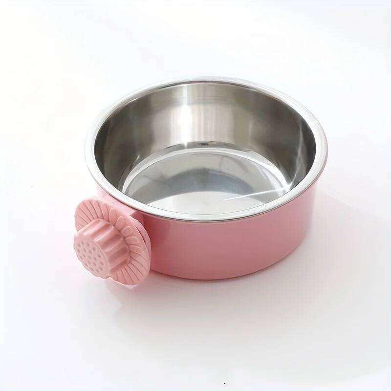 anti-tip Fixed Hanging Dog Cage Stainless Steel Drinking Bowl Pet Supplies 26Y0312