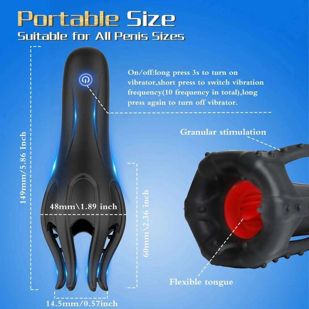 Glans Trainer Penis Vibrator with Tongue Licking Oral Blowjob Lasting Delay Endurance Massage Male Masturbator Sex Toys for Men Z260311