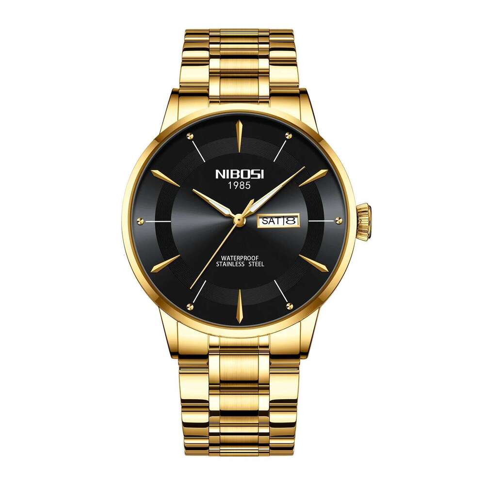NIBOSI Luxury for Man Elegant Date Week Waterproof Luminous Men Watch Quartz Stainless Steel Sports Men's Watches Relogio