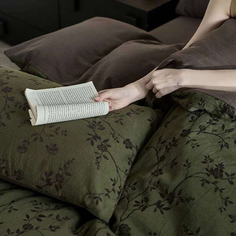 Sheet quilt cover naked sleeping feeling bed high-grade antique retro new bedding four-piece cotton set H260312