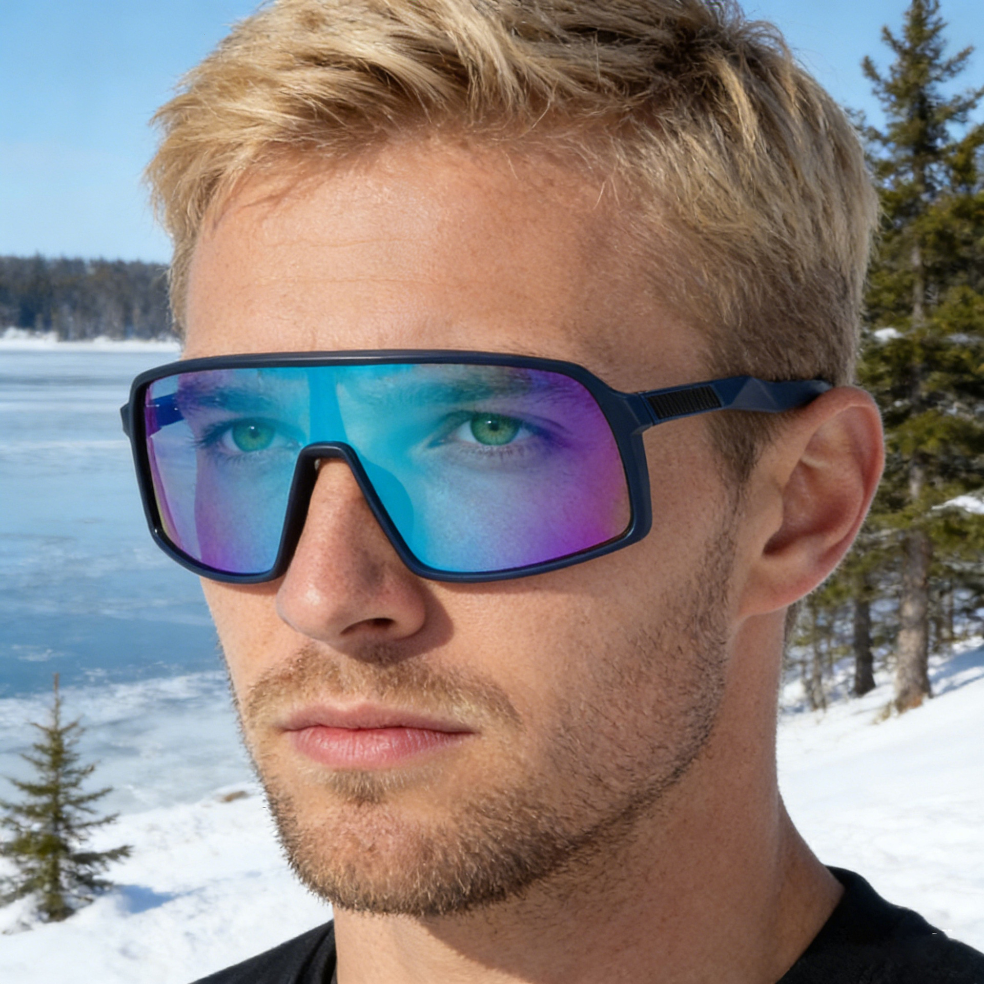 2026 New Integrated Colorful Men's Ski Polarized Sports Glasses Women's Windproof Outdoor Cycling Sunglasses
