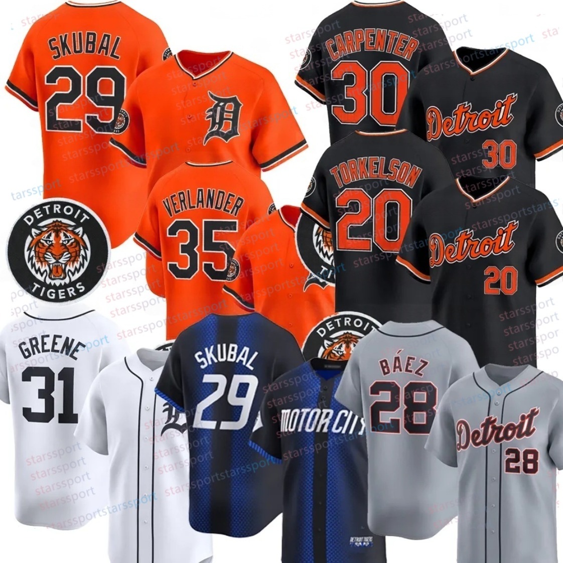 29 Tarik Skubal 2026 Detroits Jerseys Justin Verlander Javier Baez Carpenter Gleyber Torres Riley Greene Spencer Torkelson Flaherty Vierling McKinstry Men