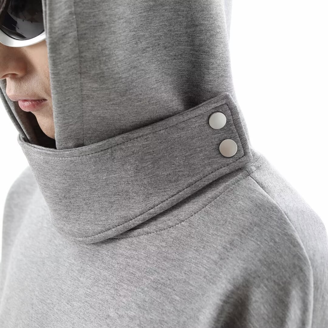 New Style Heavyweight Stand-up Collar Hooded High Street Niche Sweatshirt Unisex Solid Color Pullover Trade Trendy Designer Hoodie Brand Sweatshirt