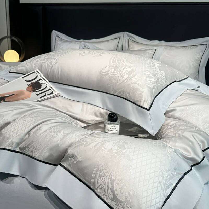 Rich Silk Damask Cotton Soft Silky Duvet Cover Bed Sheet/Fitted Sheet Pillowcases 4Pcs Double Queen King Bedding set H260312