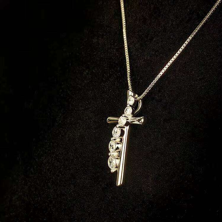 High Quality Rhodium Plated Solid S Sterling Sier Christian Jesus Box Chain Silicon Stone Cross Pendant Necklace