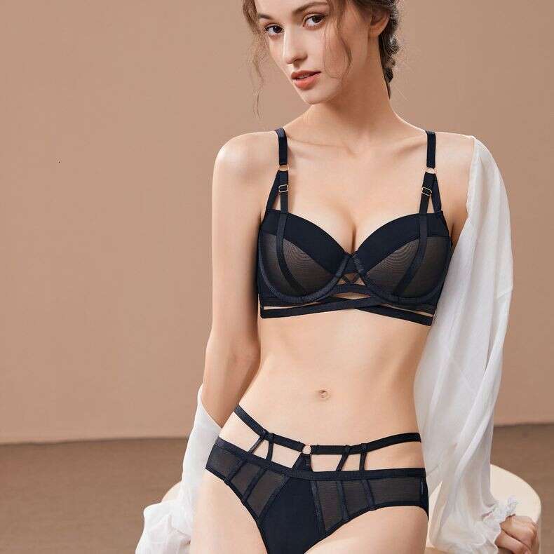 Women Modern Structured Bra Set with Criss-Cross Straps and Matching Panty Elegant Underwire Lingerie for Everyday Wear or Light Activity