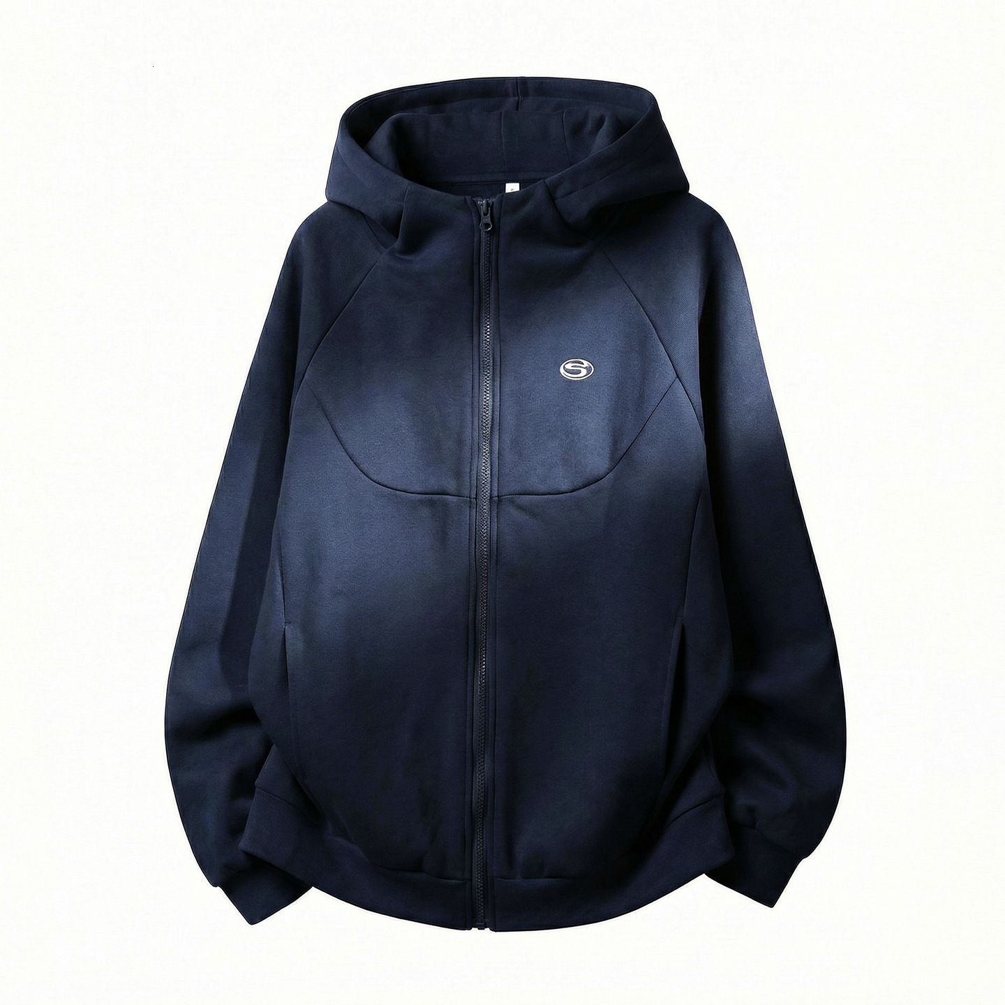 400G Heavyweight Cardigan Hooded Sweatshirt Designer Hoodie Men's Structured Split Short Wide Boxy Hoodie Color Block Embroidery Style Jacket
