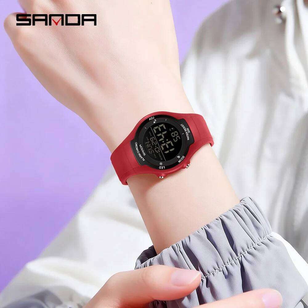SANDA 6356 Sports Electronic Watch 5ATM Waterproof Luminous Light and Thin Multi functional Timing Alarm Clock Student Watch2026