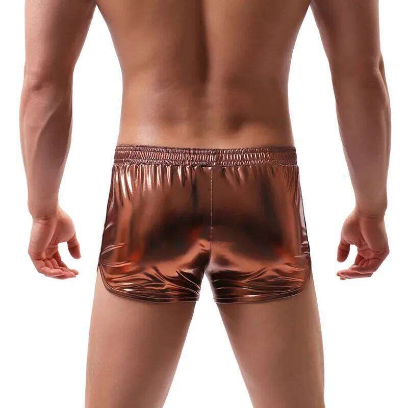 Mens Board Shorts Swimming Trunks Low RiseBikini Swimwear Faux Leather Beachwear Surfing Pants Z260312