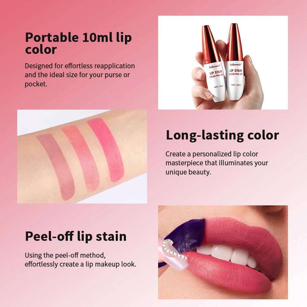 3 Colors Waterproof Lip Stain Color Peel-Off, Not Easy to transfer&Non-stick cup W260311