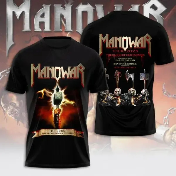 Rock Manowar Band Harajuku Hip Hop 3D Print Sports Mens Short Sleeve Summer Outdoor Street Fitness Quick Dry Breathable Tshirt 260228