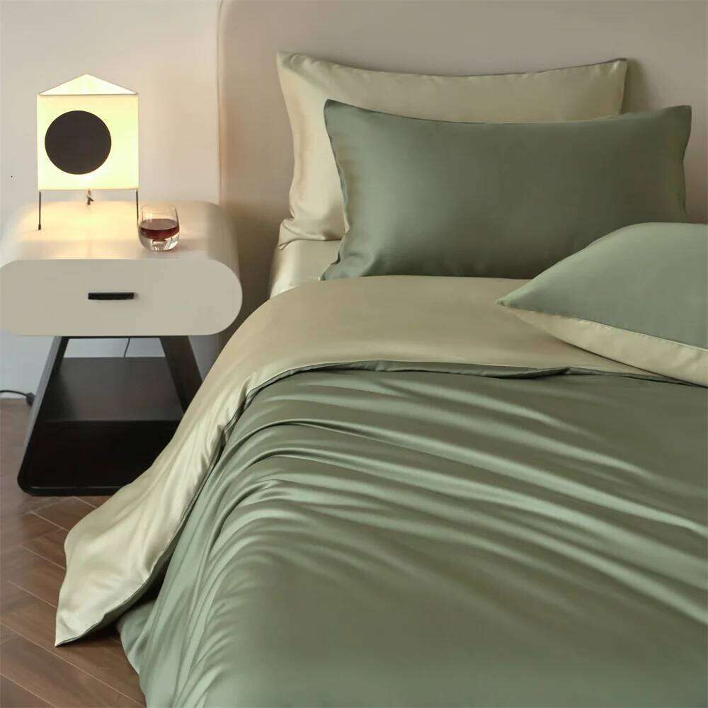 100% Silk Bed Sheet Bedding with Quilt Bedsheet Pillow Case High End Duvet Cover Set Queen Double Single H260312