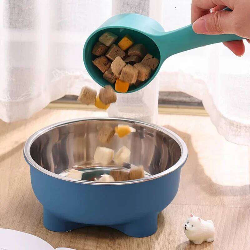 A Stainless Steel Pet Anti Slip Four-Legged Solid Color Dog Cat Bowl Easy To Clean for Indoor and Outdoor Use 26Y0312