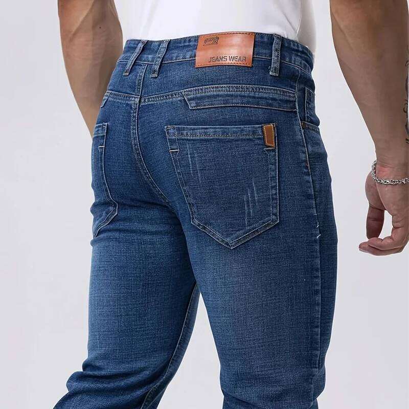 Spring Autumn Business Men Jeans Casual Straight Stretch Fashion Classic Black Sky Blue Grey Work Denim Trousers Brand Clothing 26Y0312