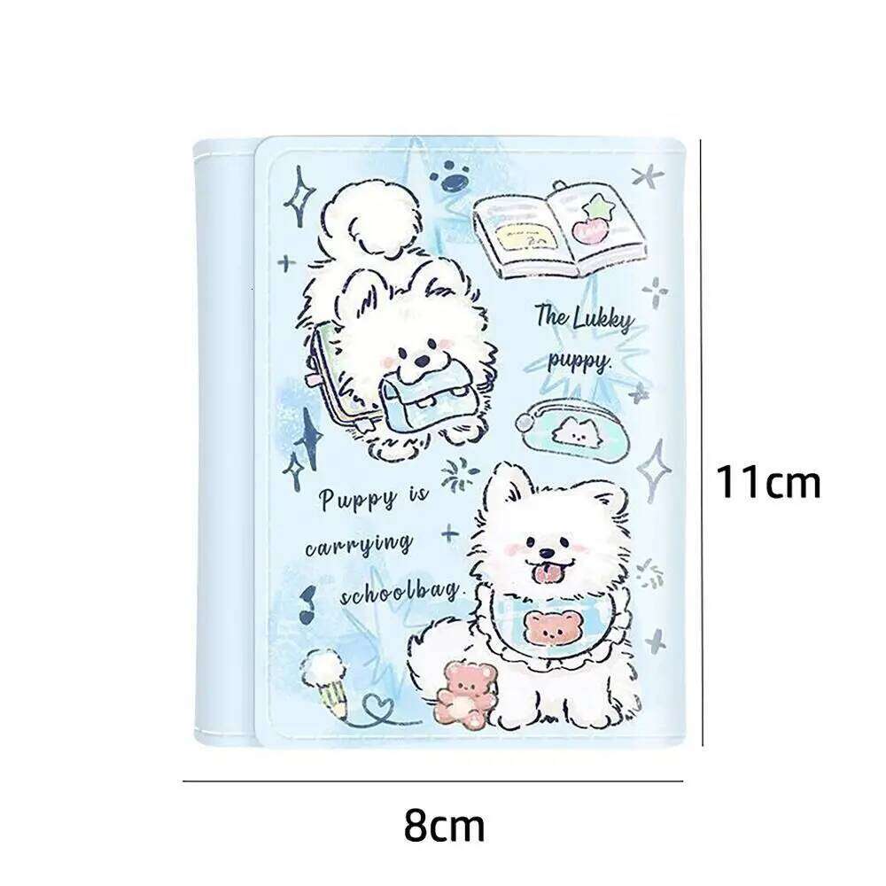 PU Leather Money Coin Purse Mini INS Style 3 Folds Credit Holoder Cute Kitten Dog Card Wallets for Girls Students Gift