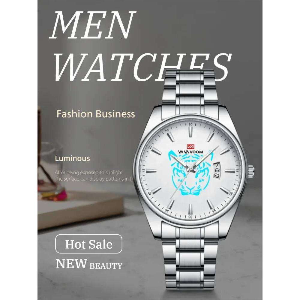 Men Luminous Creative Business Style Classic Silver Stainless Steel Clock Top Brand 3Bar Waterproof Military Sports Watch