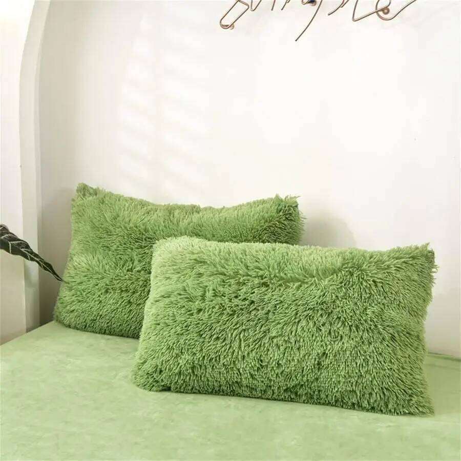 Duvet Full Size Green Ultra Soft Shaggy Fluffy Comforter Fuzzy Quilt Bedding Set 3Pcs 1Duvet Cover