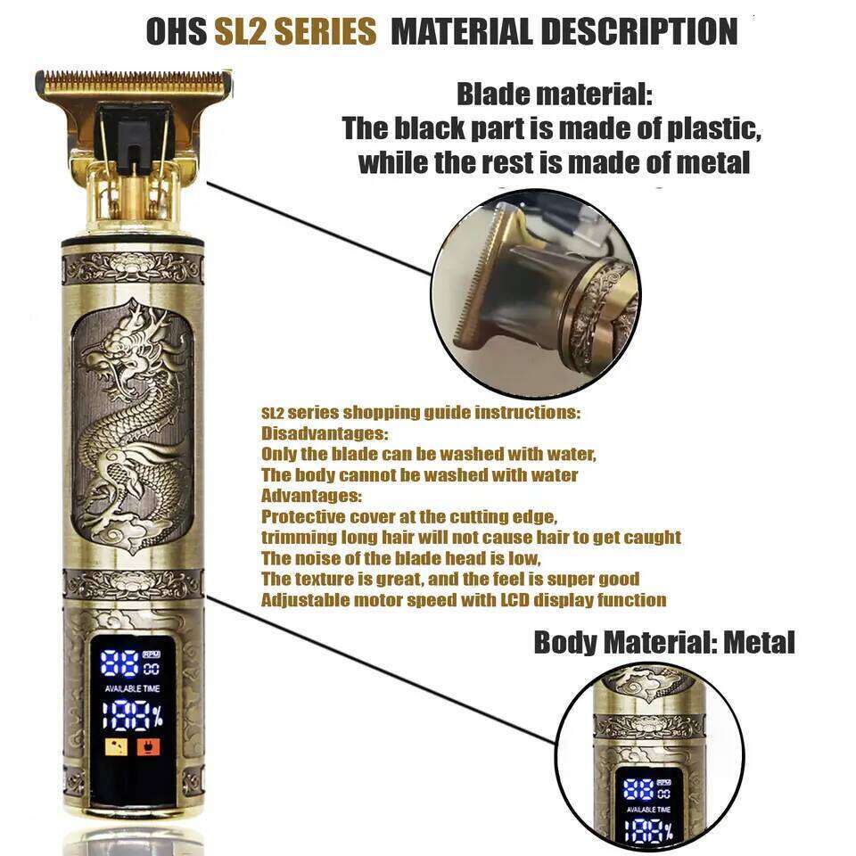 Vintage T9 Clipper Beard Shaving Body Hair Trimmer Clippers Electric Men Haircut Machine 0mm Barber Shaver C260312