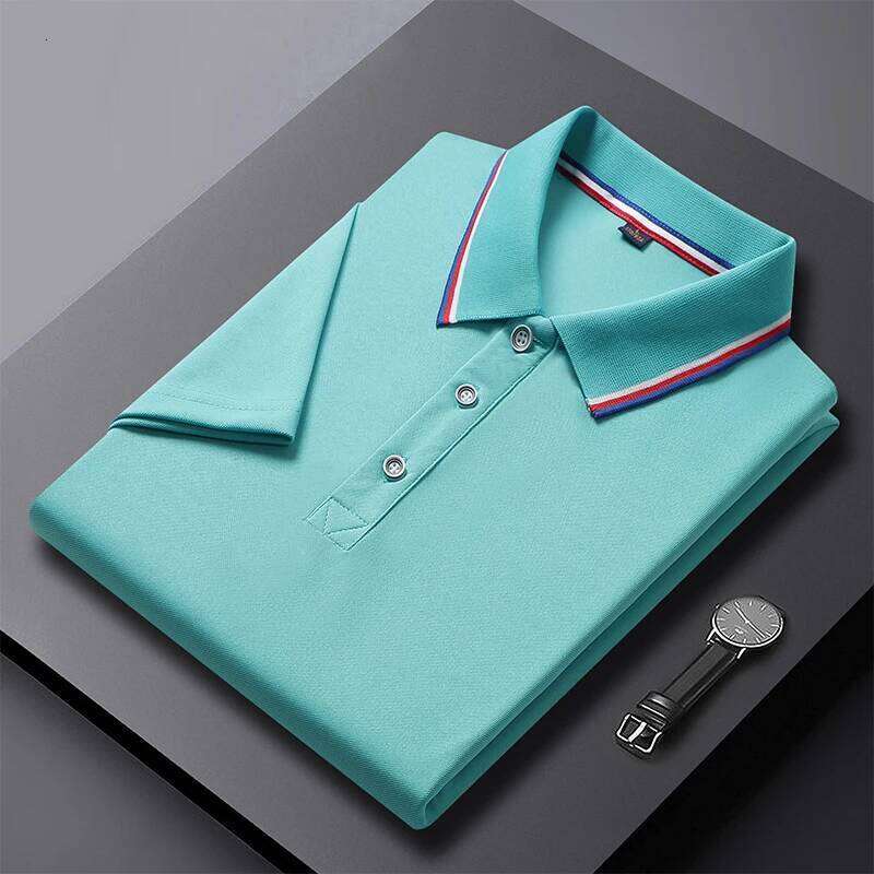 Solid Color Shirt Men's Business Polo Collar Half Top Summer Casual Short sleeved T-shirt for Men an 26H0312