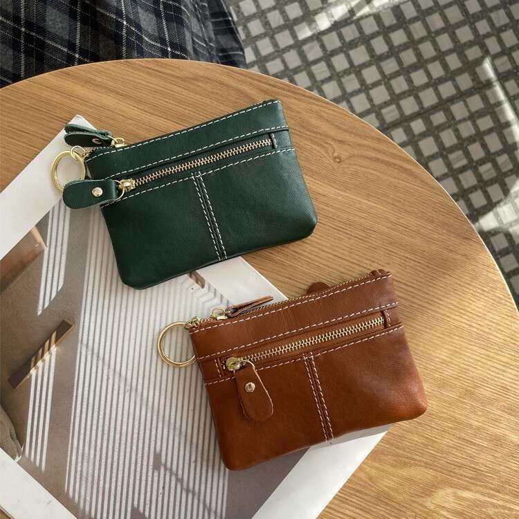 Luxury fashion wallet Vegetable Tanned Simple Zipper Purse For Women Genuine Leather Large Capacity Bank Card Storage Bag Portable Coin Pouch