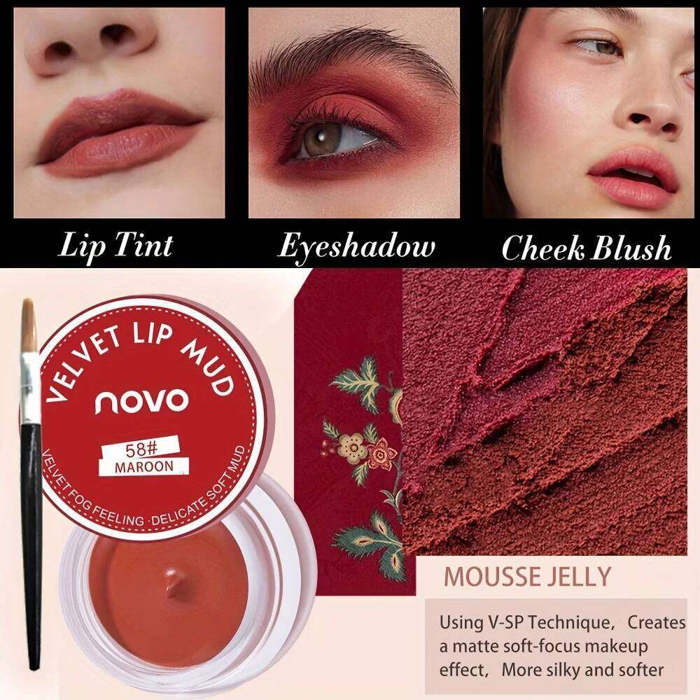 Matte Paste, Velvety Hazy Blush Eyeshadow, Long-Lasting Color, High-Pigment Lipstick, Lip Paste for Both Lips and Ch W260311
