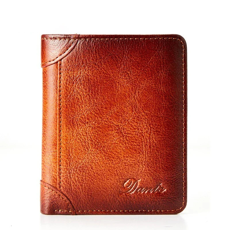 Genuine Leather Walletfor Men Two Folding Purses RFID Mens Card Holders Gentleman Wallets High Quality er Square 260304