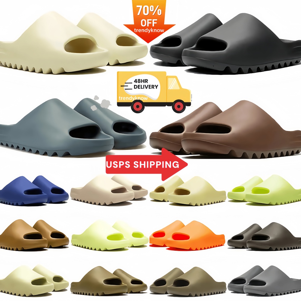 Original Box Onyx Slides Slippers Designer Slider sandals for Men Women Slippers Sandals Cinder Sand Bone Resin Stone Sage Slate Grey Vermilion Summer Beach Sandal