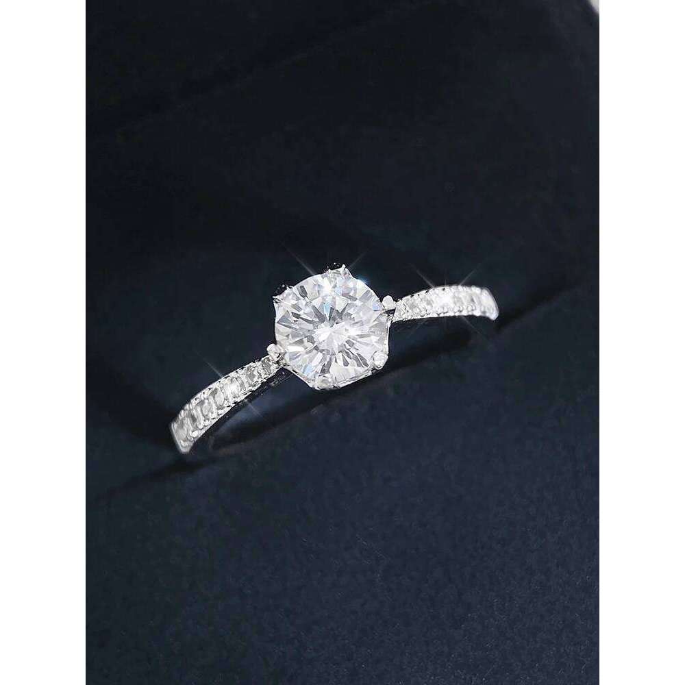 925 Sterling Silver Classic for Women Six Claw Jewelry Simple Imitation Diamond Women's Ring Engagement Wedding Gift H260312