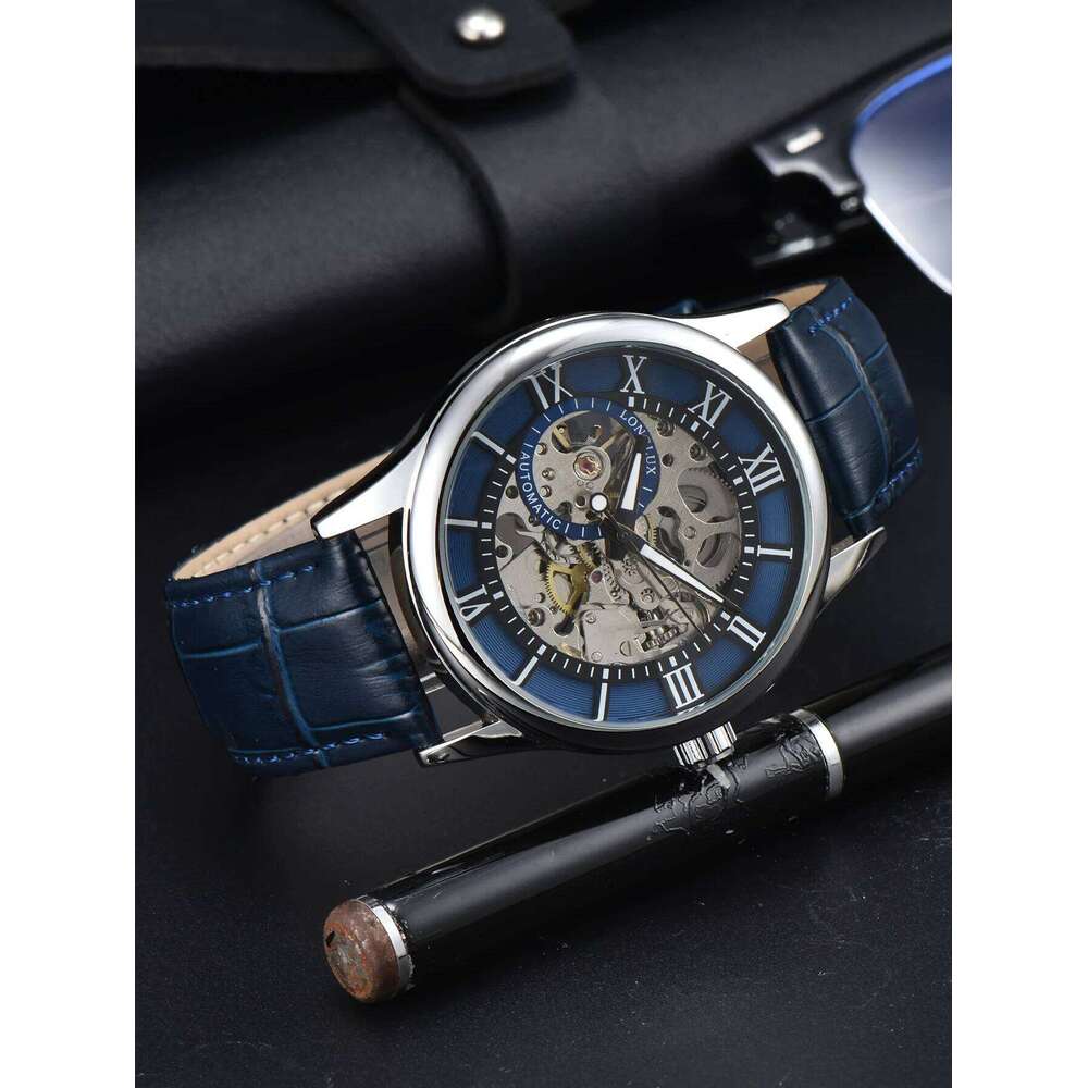 LONGLUX automatic rome wholesale mechanical wristwatches waterproof hollow leather mens watch men gift