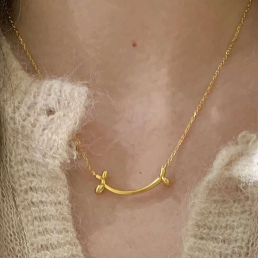 Korean Style Simple Gold Smile Balloon Puppy Necklace For Women Personality Collarbone Chain Women's Choker