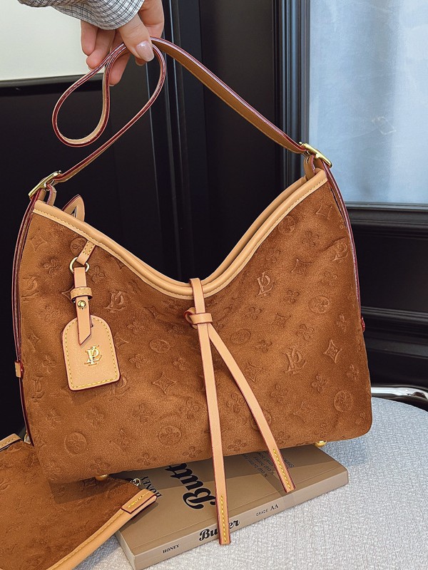 High-end women's single shoulder bag, new embossed tote letter bag, large-capacity crossbody commuter bag, luxury handbag, casual retro hand-held