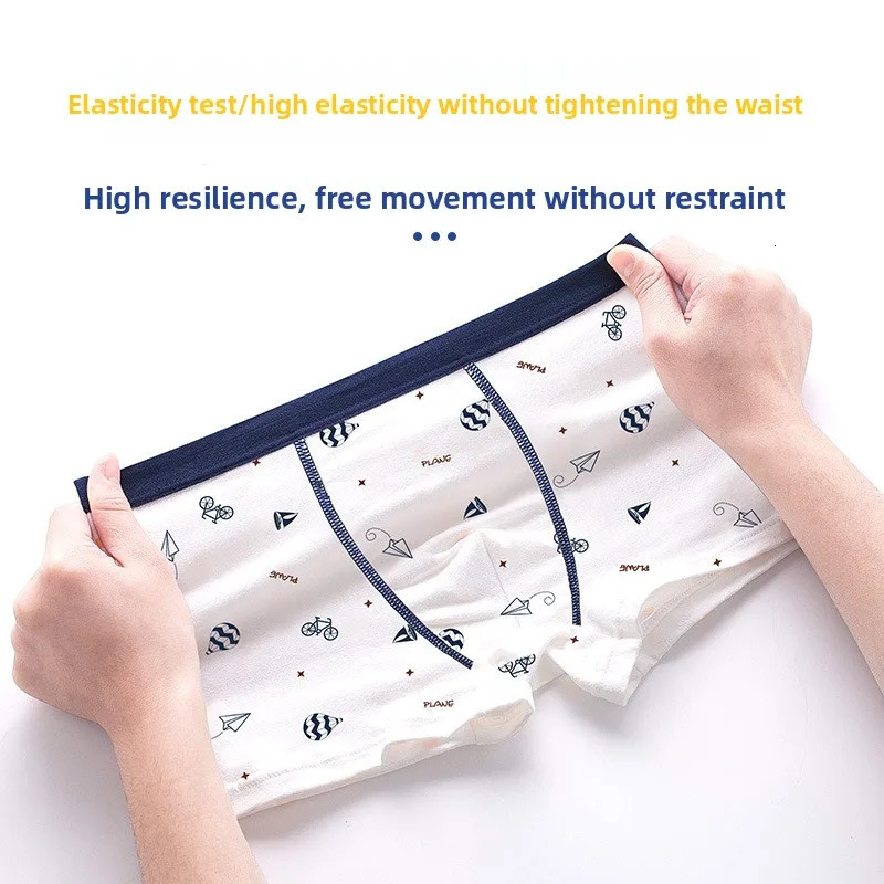 4pcsKids Boxer Shorts Boys Cotton Underwear Summer Lightweight Anti Microbial No Ride Up Seamless Cartoon Underpants 260311
