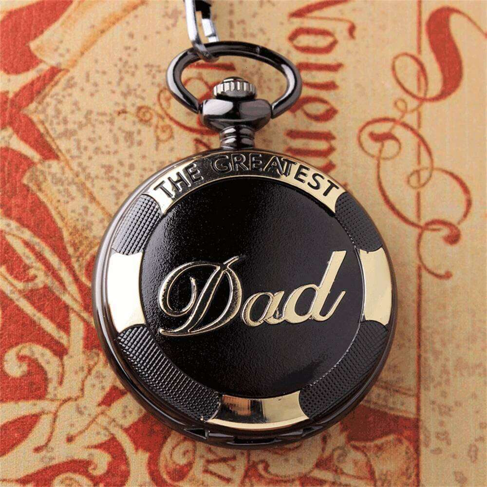 Fashion Casual Men'S Quartz "The Greatest Dad" Engraved Round Dial Men's Pocket Watch for Father's Day Gift Reloj