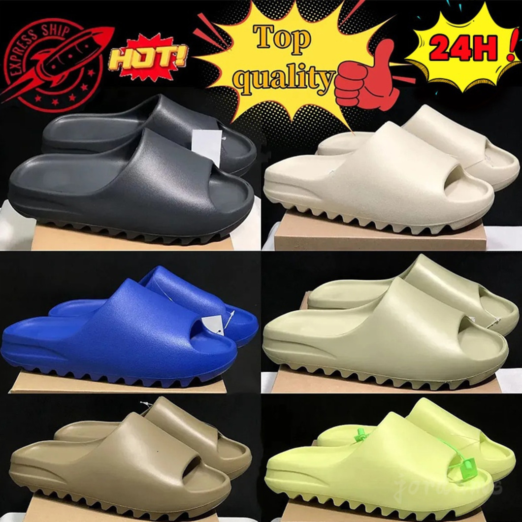 Designer slides for men slippers onyx Bone Azure Flax Pure restock pair Ochre glow green Resin Soot black Core womens sandals mens solid yeezt slides classics slipper
