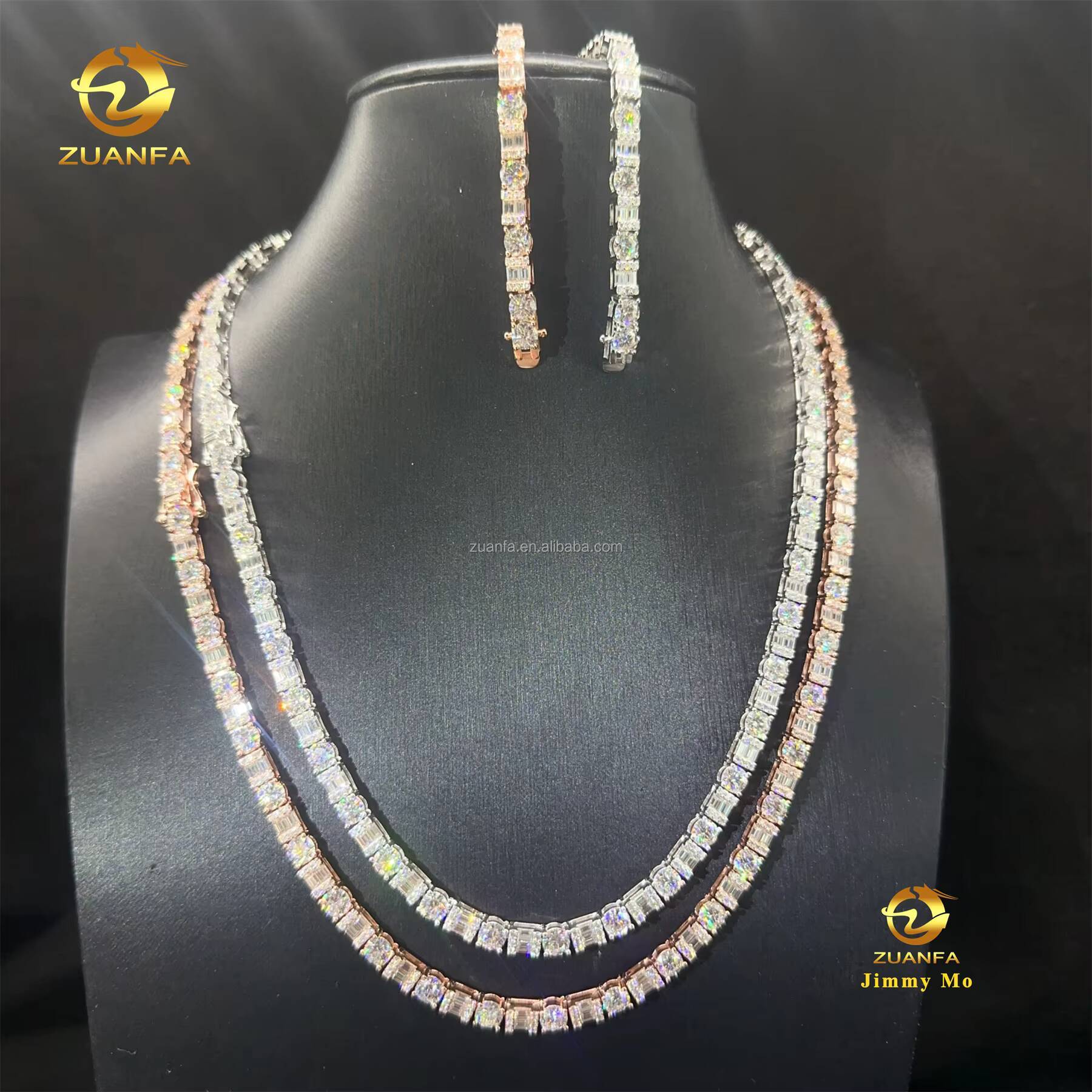 New Trendy New Arrivals Hot Selling Iced Out Hip Hop 925 Silver VVS1 Moissanite Diamond Cluster Tennis Chain Bracelet