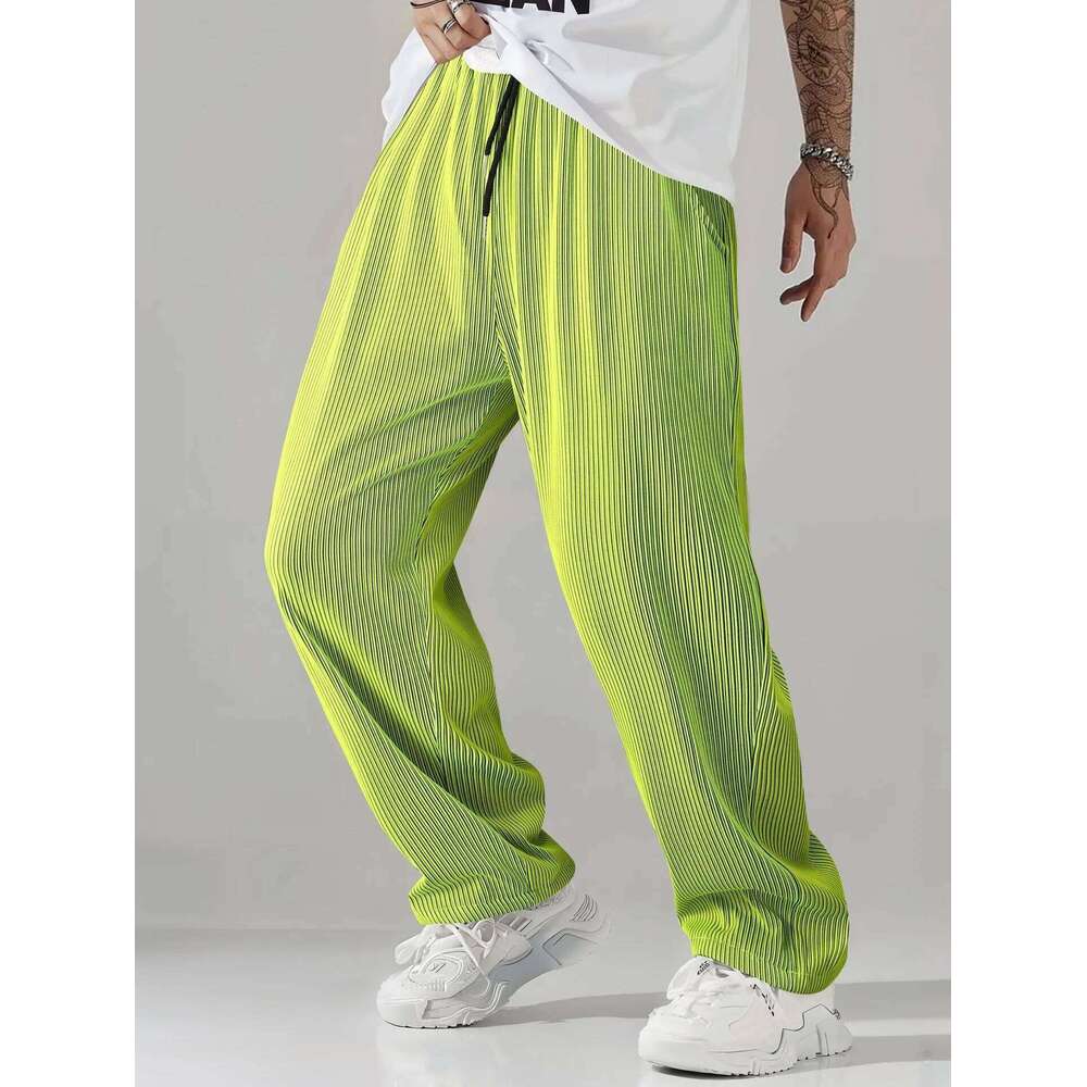 Fashionable high street anti-wrinkle non-iron stretchable men's hip-hop rock gradient color straight-leg pants