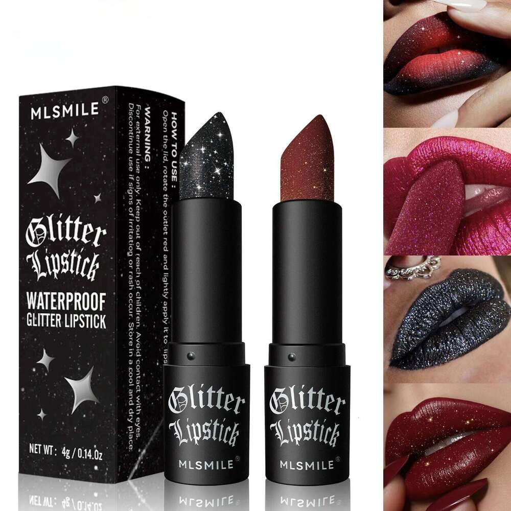 Multi-Color Non-stick Cup Matte Flash Lasting Easy Color Diamond Lipstick Dark Halloween Look W260311