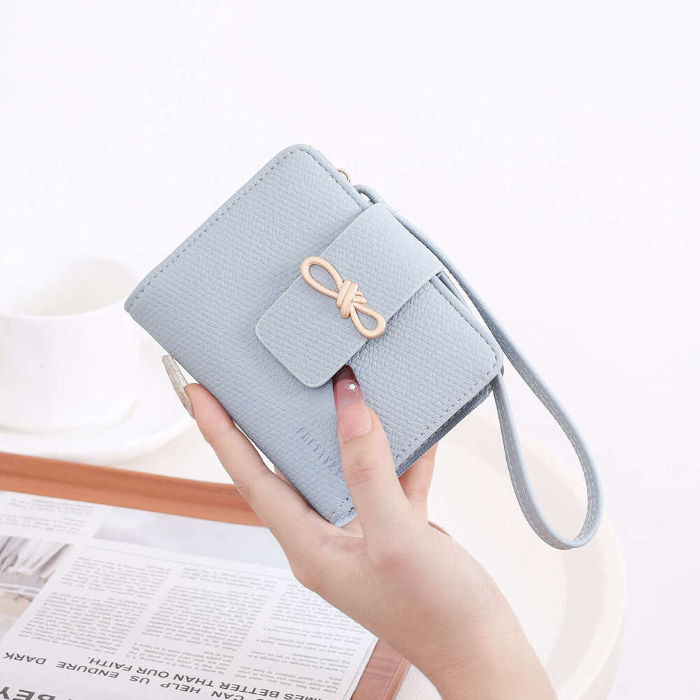 Luxury fashion wallet Bowknot Short Wallet For Women New Korean Style Handbag Off Stackable Coin Purse With Zipper And Wrist Strap