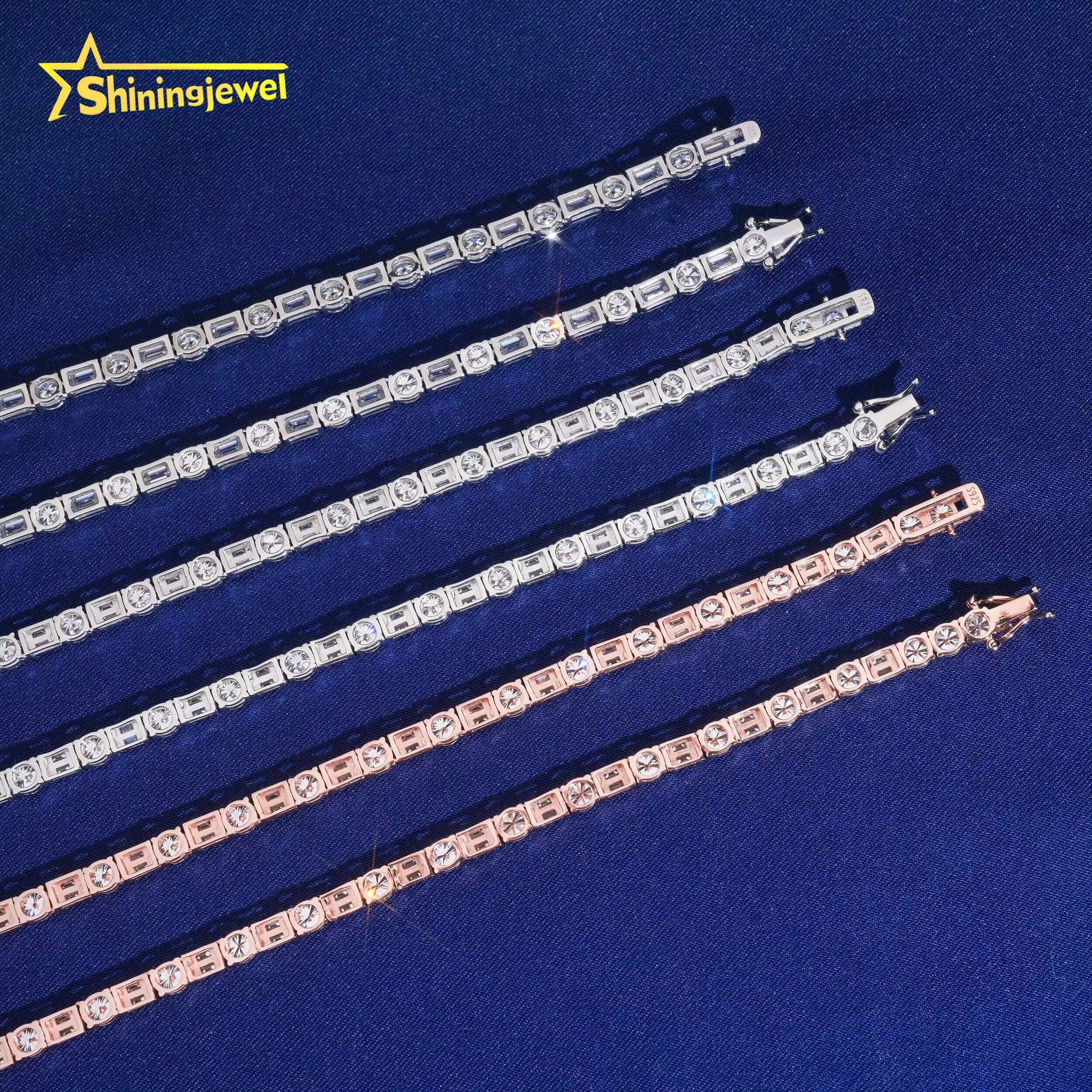 Hip Hop Jewelry Iced Out 5MM Tennis Chain 925 Silver Moissanite Tennis Necklace Pass Diamond Test Moissanite Necklace