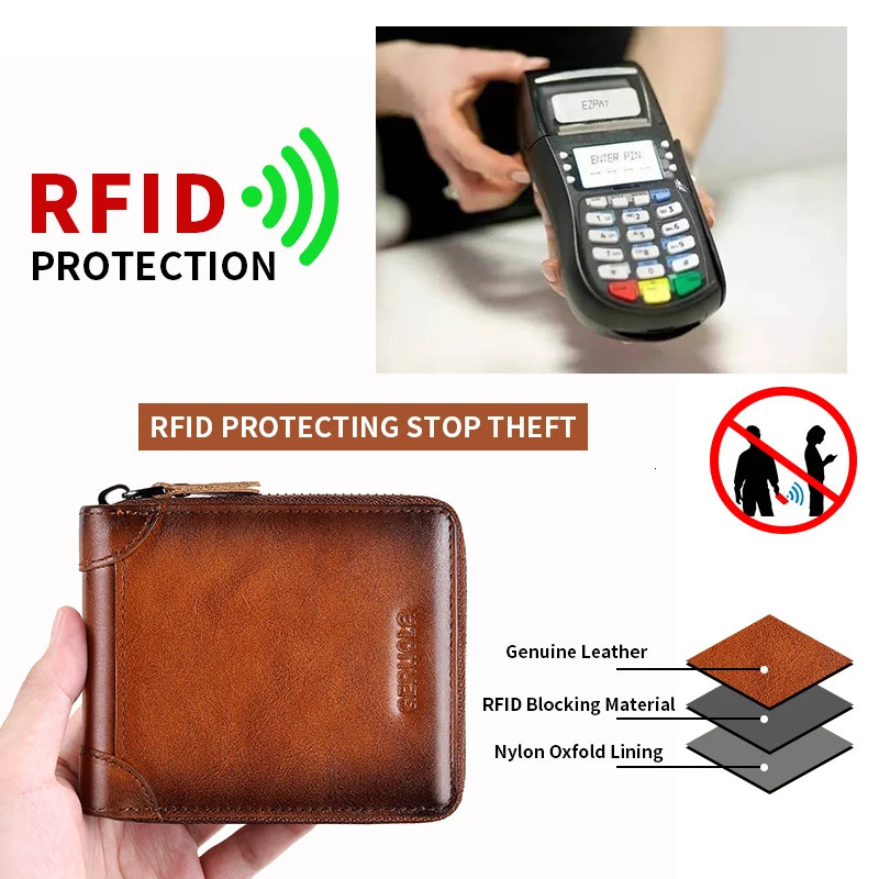 Wallet for men 2024 genuine leather zipper wallet change card bag all-in-one wallet trendy short clip for men 260304