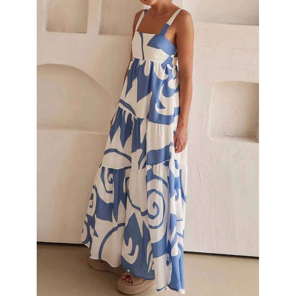 Ladies spring and summer holiday casual printed slip dress C260312