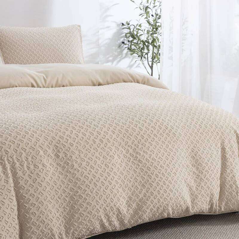 Solid Color Queen King Duvet - Tufted Boho Chic Soft Textured Clipped Microfiber Bedding Set 2/3 Piece Comforter Cover H260312