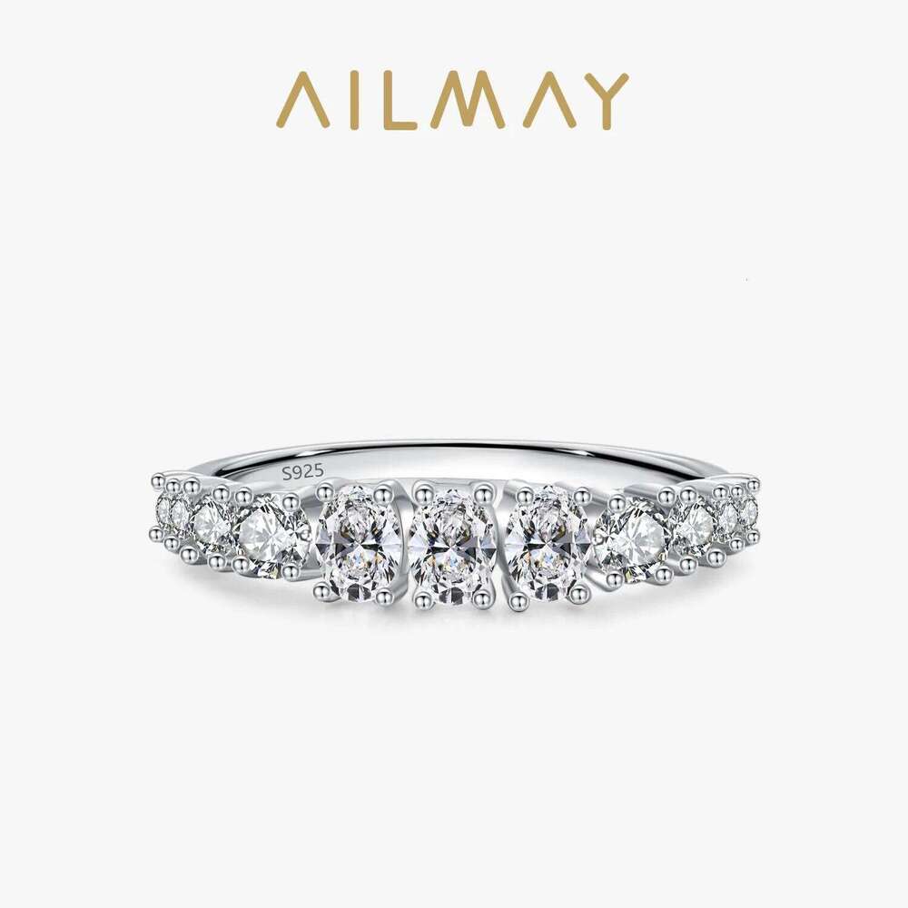 Ailmay Fashion Genuine 925 Sterling Silver Dazzling Emerald Cut Irregular CZ Rings For Women Romantic Wedding Jewelry Bague H260312