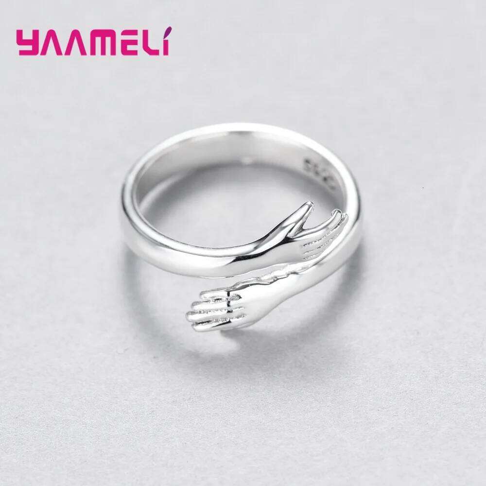 Novelty Hug Charms Open Band Adjustable Ring for Men Women 925 Sterling Silver Couple r Dating Jewelry H260312