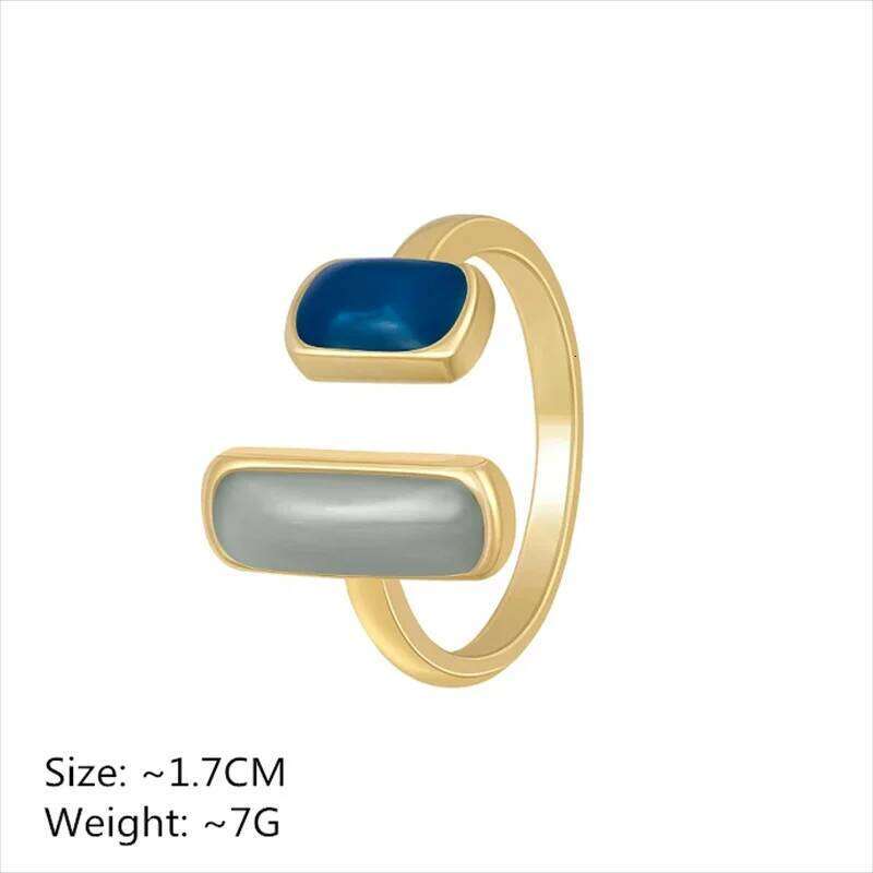 Fashion Retro Double Oil Drop Women's Open Geometric Gold Metal Ring Wedding Jewelry Birthday Gift H260312