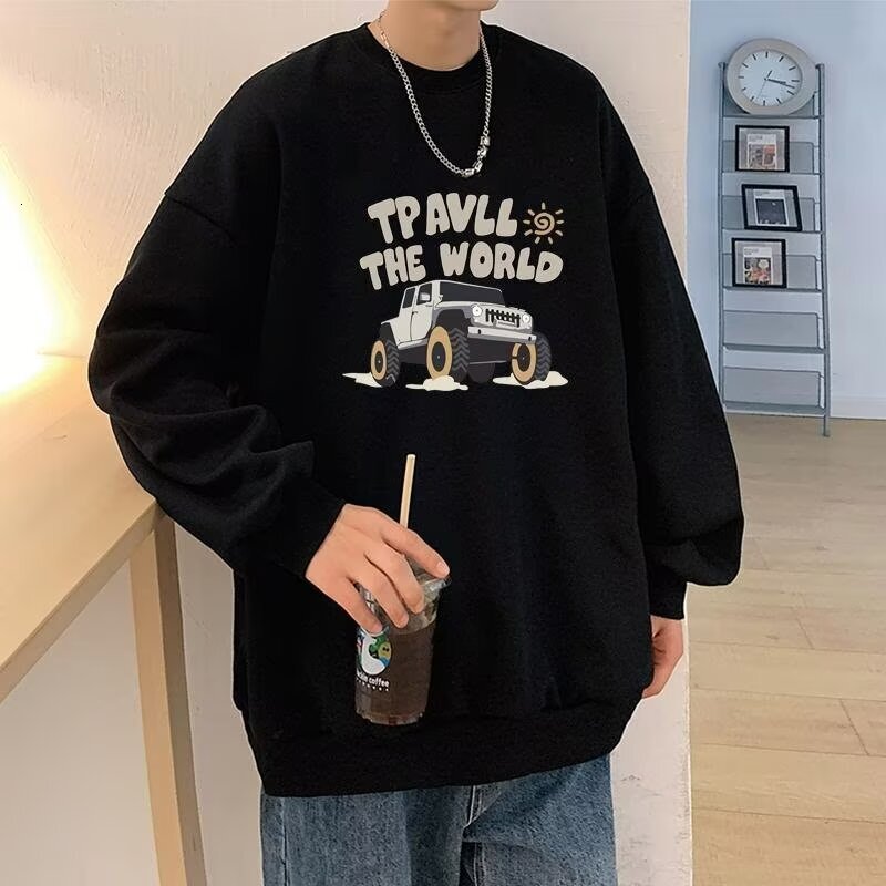 Men's Autumn/winter Sweatshirt Spring/autumn Couple's Style New Round Neck Loose Top Chic Hong Kong Designer Hoodie Style Trend