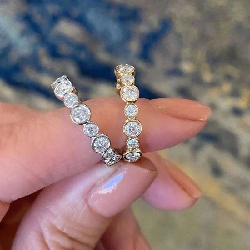 Huitan Round Cubic Zircon Promise for Women Novel Accessories Wedding Rings Silver Color/Gold Color Fashion Jewelry H260312