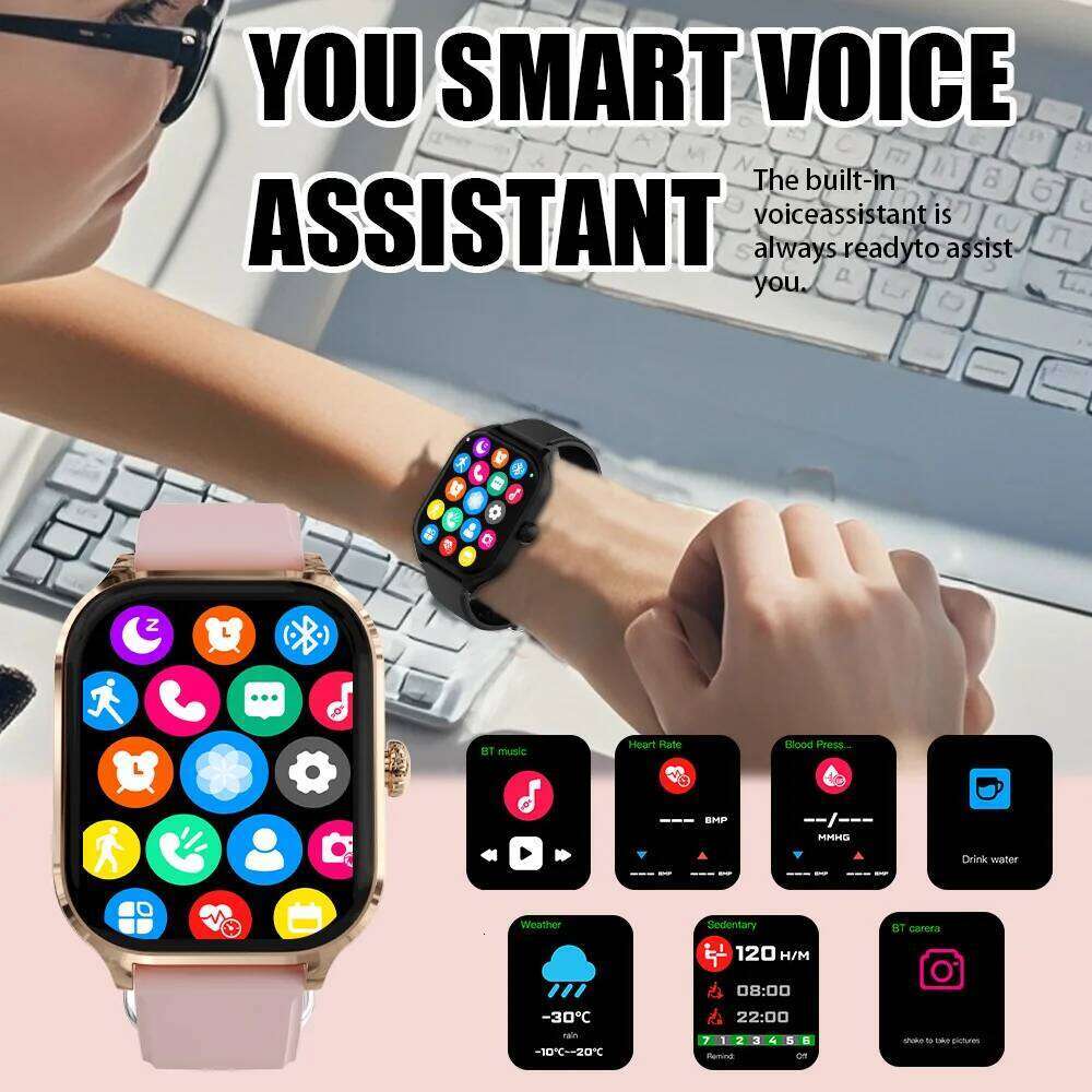 LAXASFIT New Talk Tracking Heart Rate Sleep Monitor Bluetooth Smart Watch Gifts for Men and Women