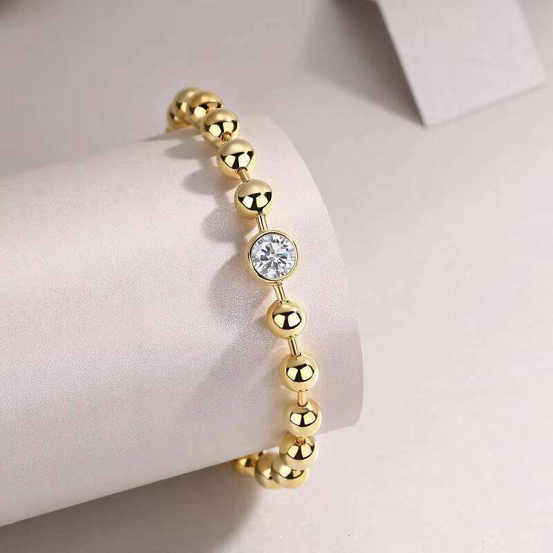 Exquisite Ball Chain Design S Sterling Sier Bracelet Gold Plated Gift, Suitable for Ocns Featuring Diaspore
